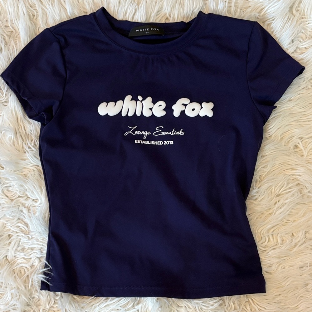 Navy Blue White Fox Top